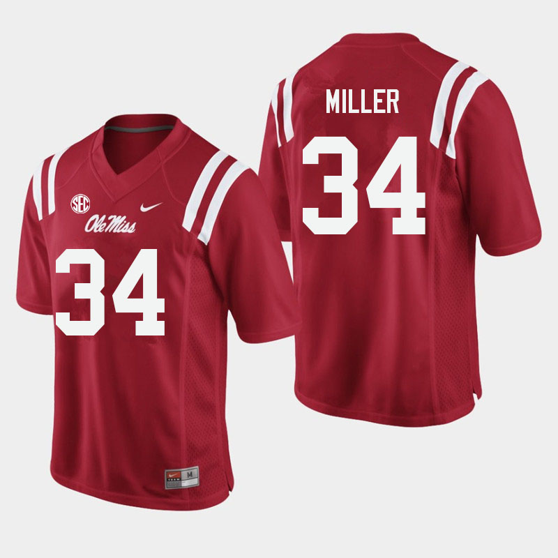 Bobo Miller Ole Miss Rebels NCAA Men's Red #34 Stitched Limited College Football Jersey SUZ1358OJ